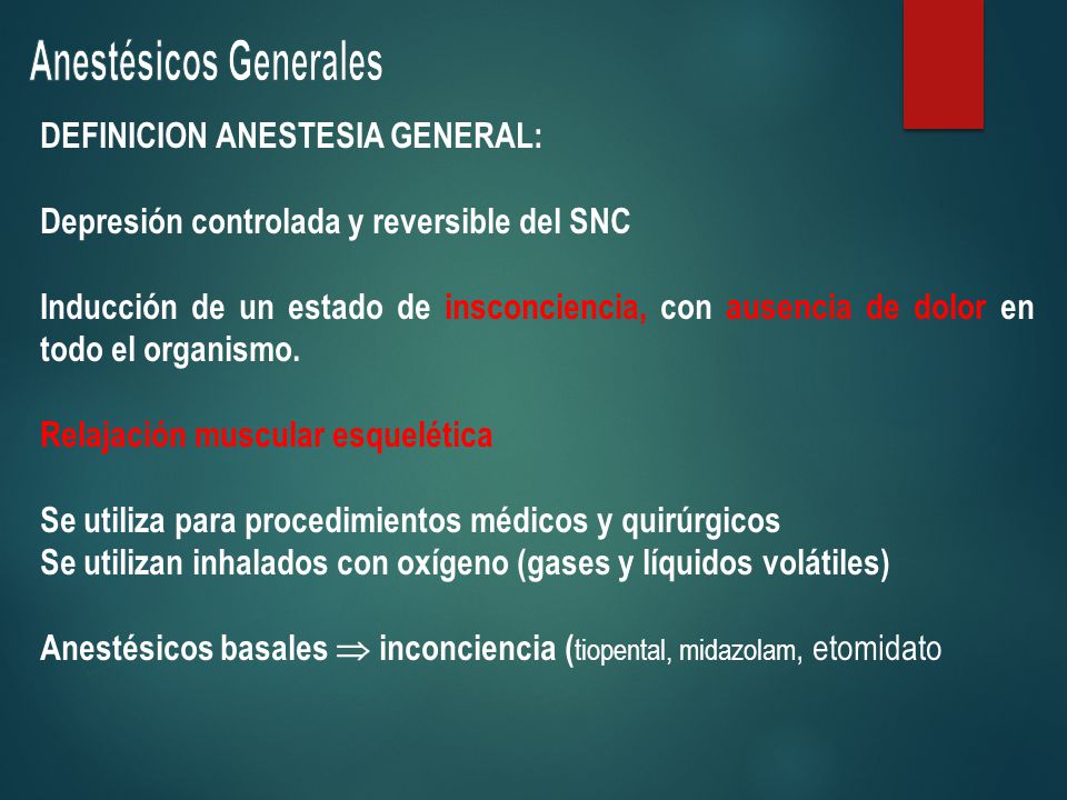 General inhalada de anestesia tipos